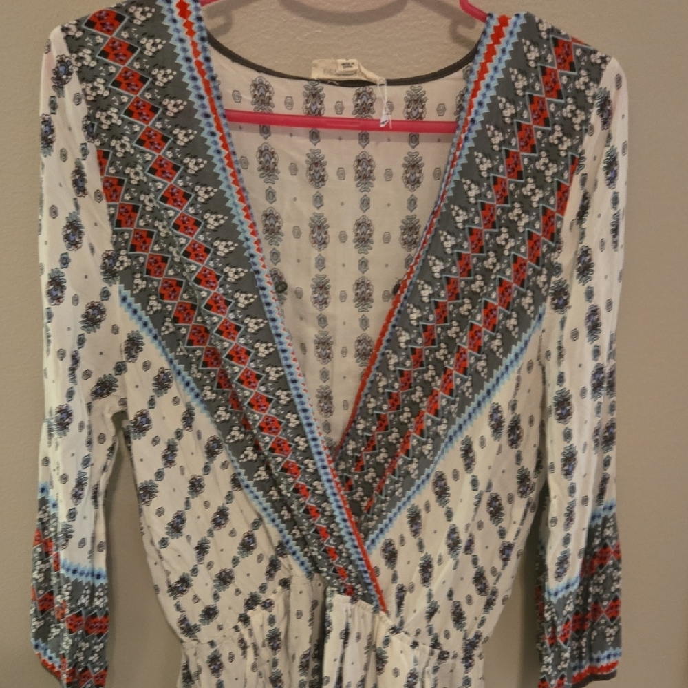 Bohemian V-Neck Patterned Dress